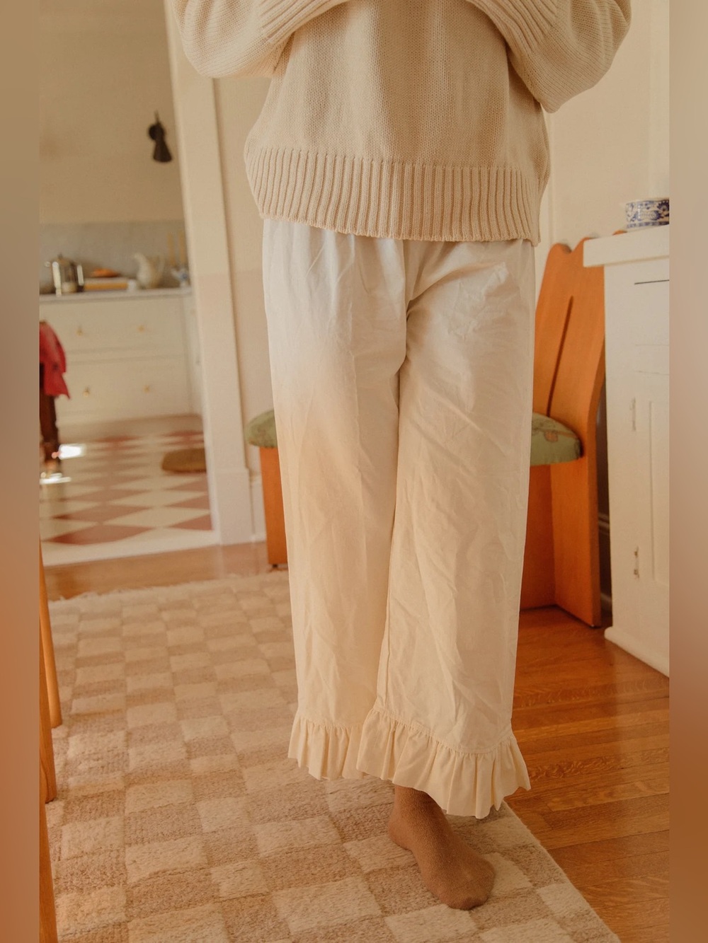 NWT Sonderhaus Ruffle Boxer Pant in White, Size XS